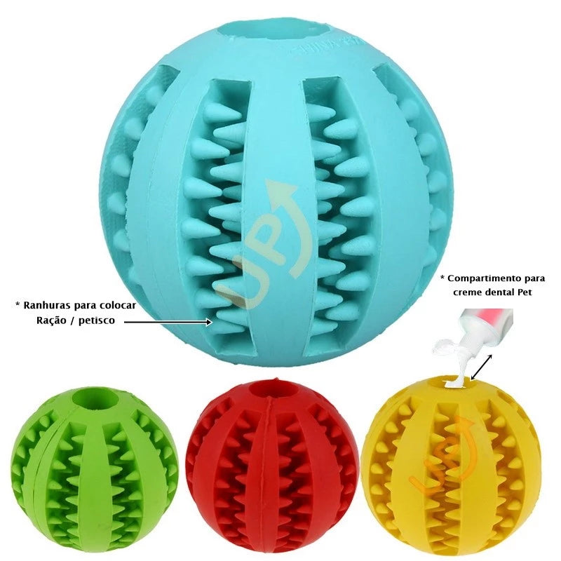 Kit 2 Bola Multifuncional - Escova Mordedor Porta Petisco Pet Ball