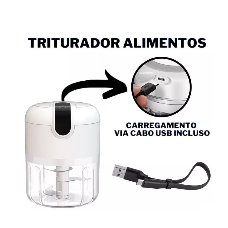 Mini Processador Triturador Alimentos - Elétrico Potente Usb