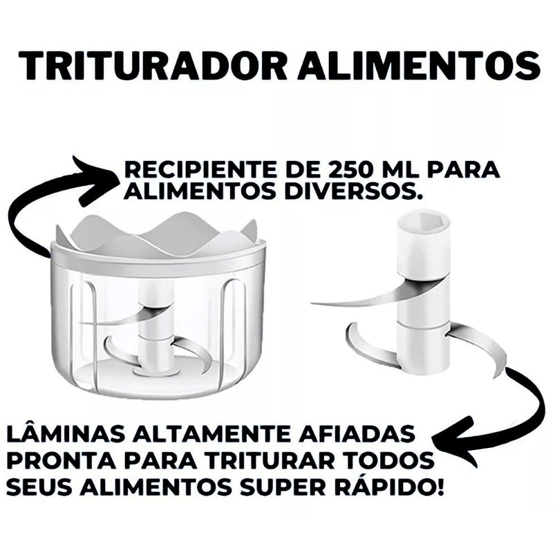 Mini Processador Triturador Alimentos - Elétrico Potente Usb