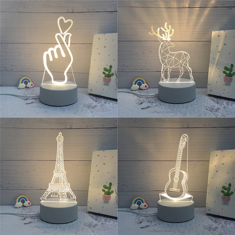 Luminária De Mesa LED 3D - Criativa Luz Noturna Decorativa